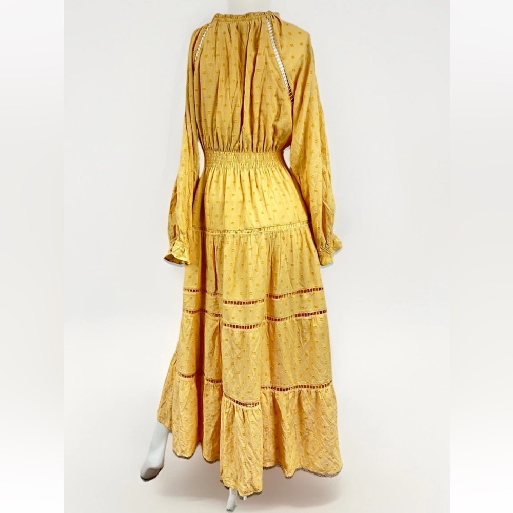 Vici Women Sz M Yellow Long Sleeve Tiered Maxi Dress Victorian Long Sleeve Boho - Picture 4 of 12